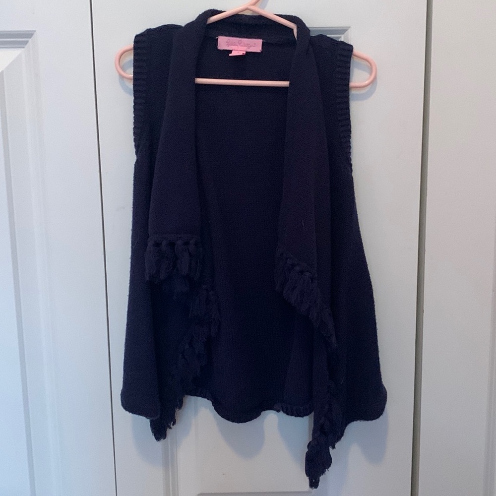 Girls Lilly Pulitzer fringe cardigan vest